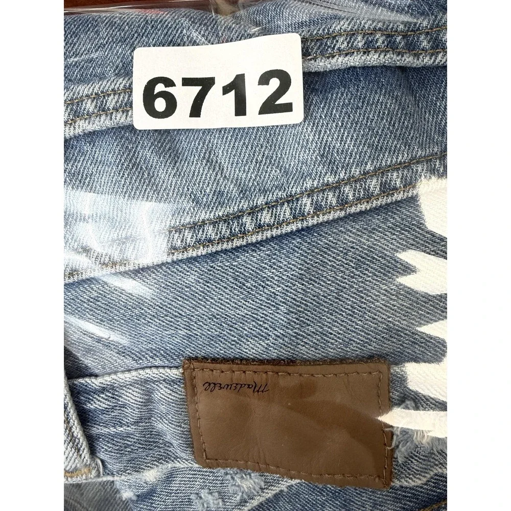 Madewell The Mom Jean Womens 27 Blue‎ High Rise Crop Distressed Raw Hem Denim